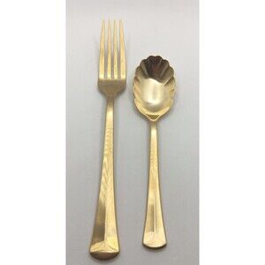 Reed & Barton Baquette Matte Gold 2 Piece Set 18/10 Stainless Vietnam Flatware
